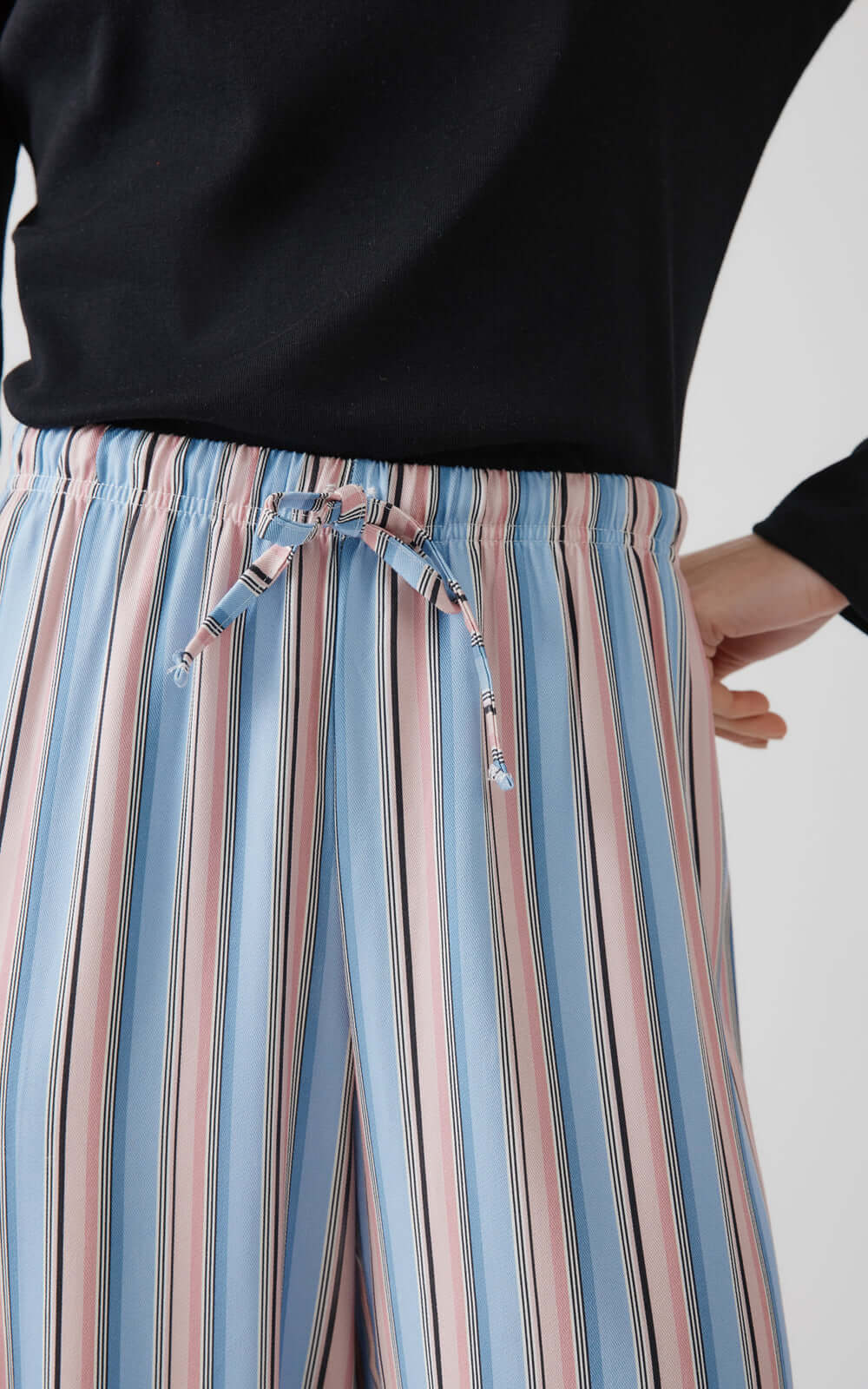 Γυναικείο Παντελόνι Ροζ-Σιελ Ριγέ Βισκόζη Minerva