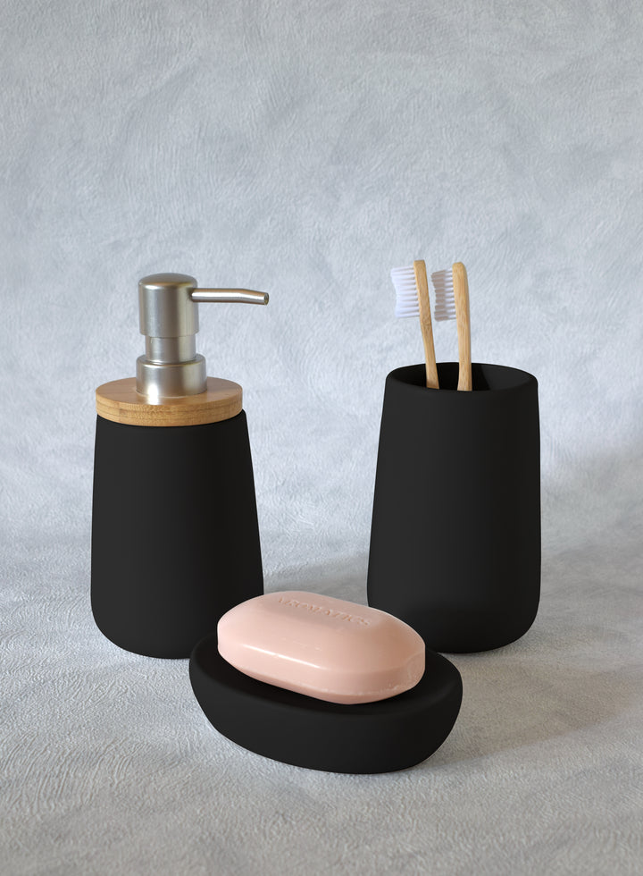 Estia Ποτηράκι Μπάνιου Δολομίτη Μαύρο Bamboo Essentials