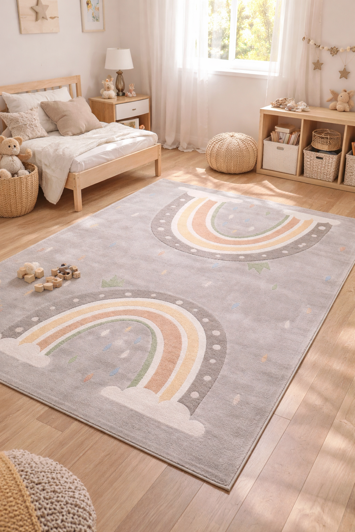 Παιδικό Χαλί Γκρι Με Ουράνιο Τόξο Lora Kids Royal Carpet 200X290cm