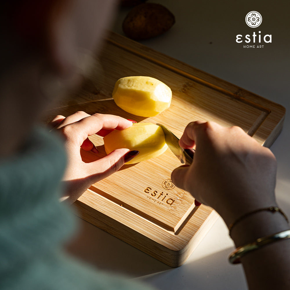 Ξύλο Κοπής Με Μεταλλική Λαβή Bamboo Essentials Estia 35x25cm