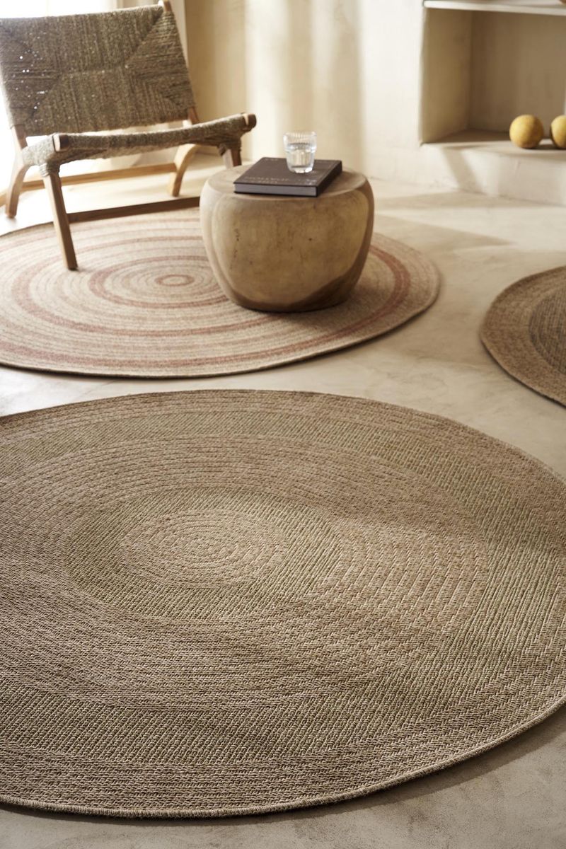 Ψάθινο Χαλί Στρογγυλό Μπεζ-Πράσινο Avanos Royal Carpet 2.00X2.00 (8866OLI)