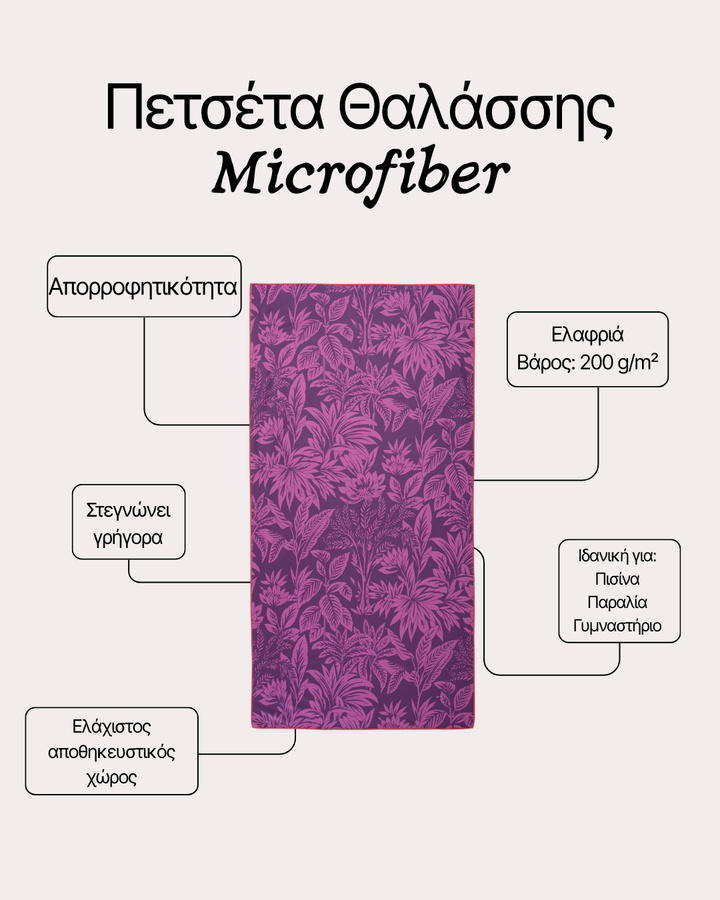 Πετσέτα Θαλάσσης με Μικροΐνες Μωβ Charisma 80Χ160cm Nef-Nef Homeware