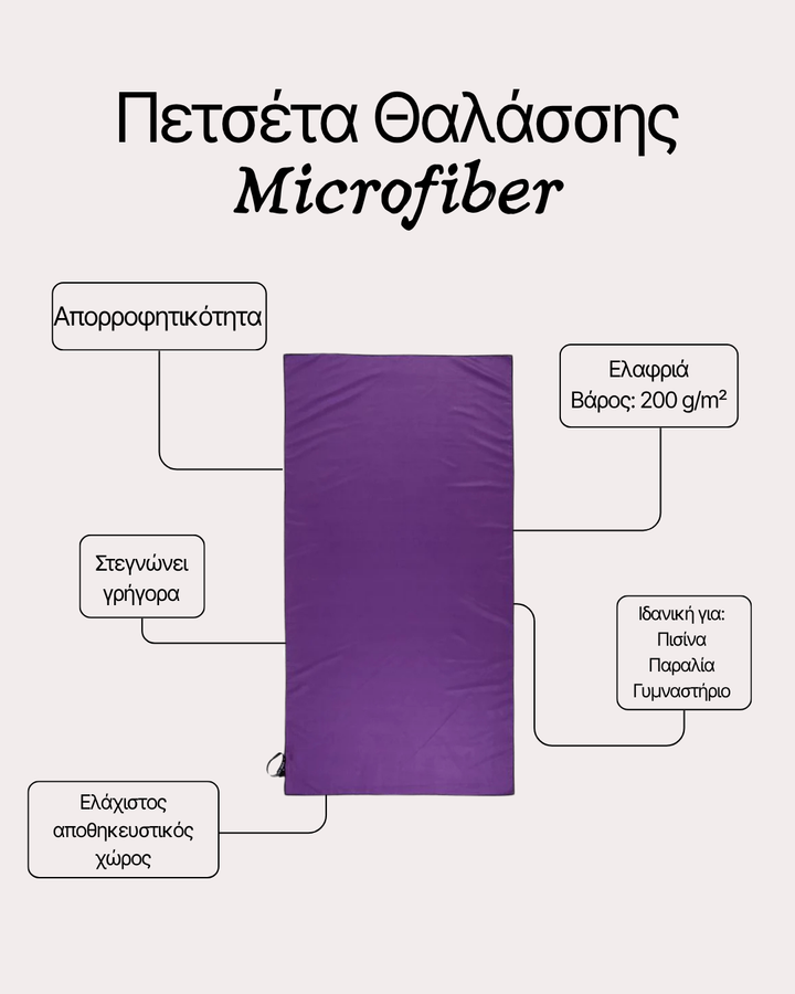 Πετσέτα Θαλάσσης με Μικροΐνες Vivid Μωβ 90X170 Nef-Nef Homeware