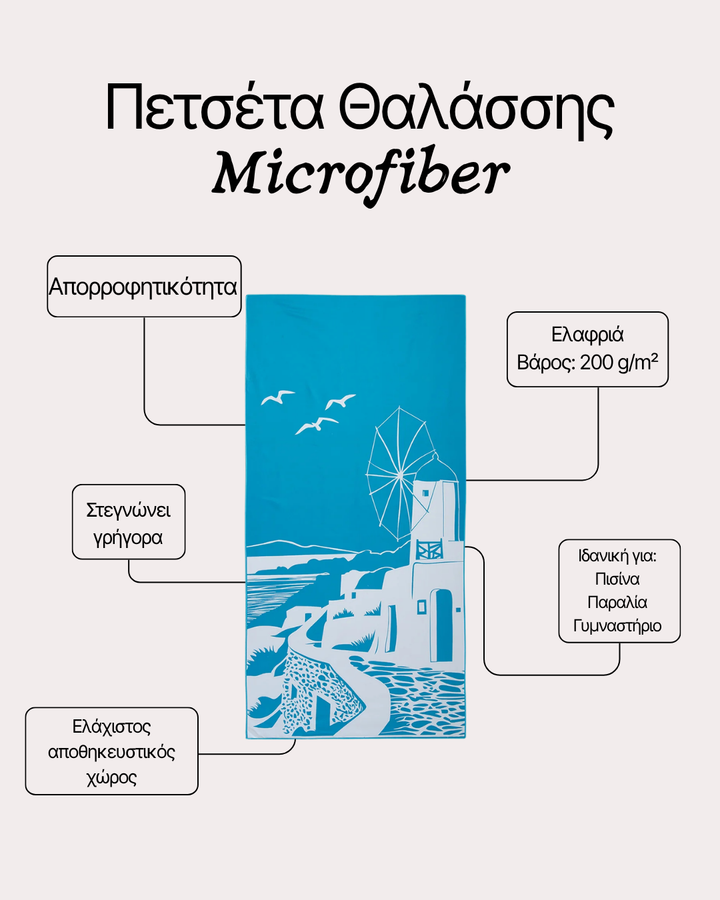 Πετσέτα Θαλάσσης με Μικροΐνες Μπλε My Island Blue 80Χ160cm Nef-Nef Homeware