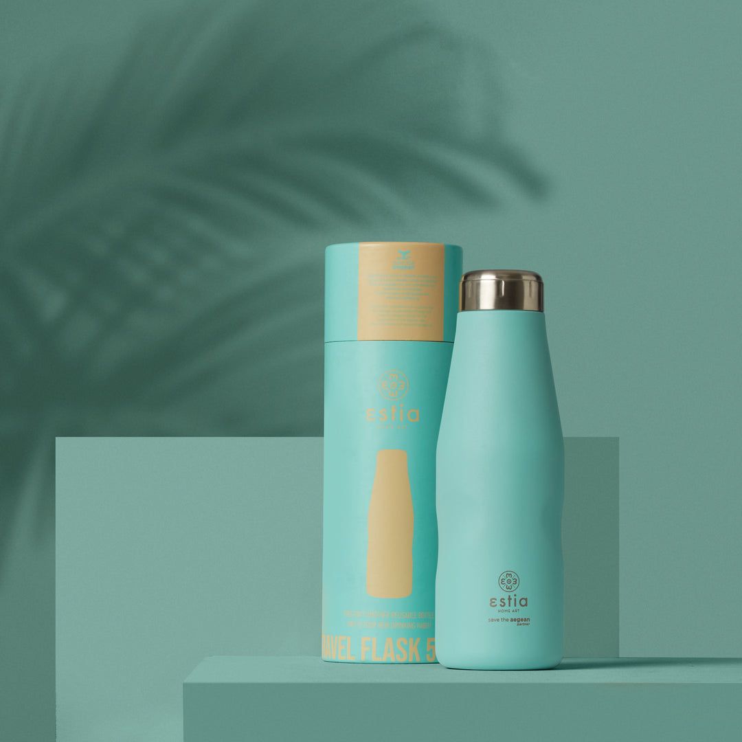 Estia Μπουκάλι Θερμός Save The Aegean Τιρκουάζ Bermuda Green Travel Flask
