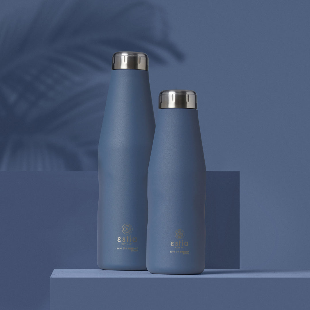 Estia Μπουκάλι Θερμός Save The Aegean Μπλε Denim Blue Travel Flask
