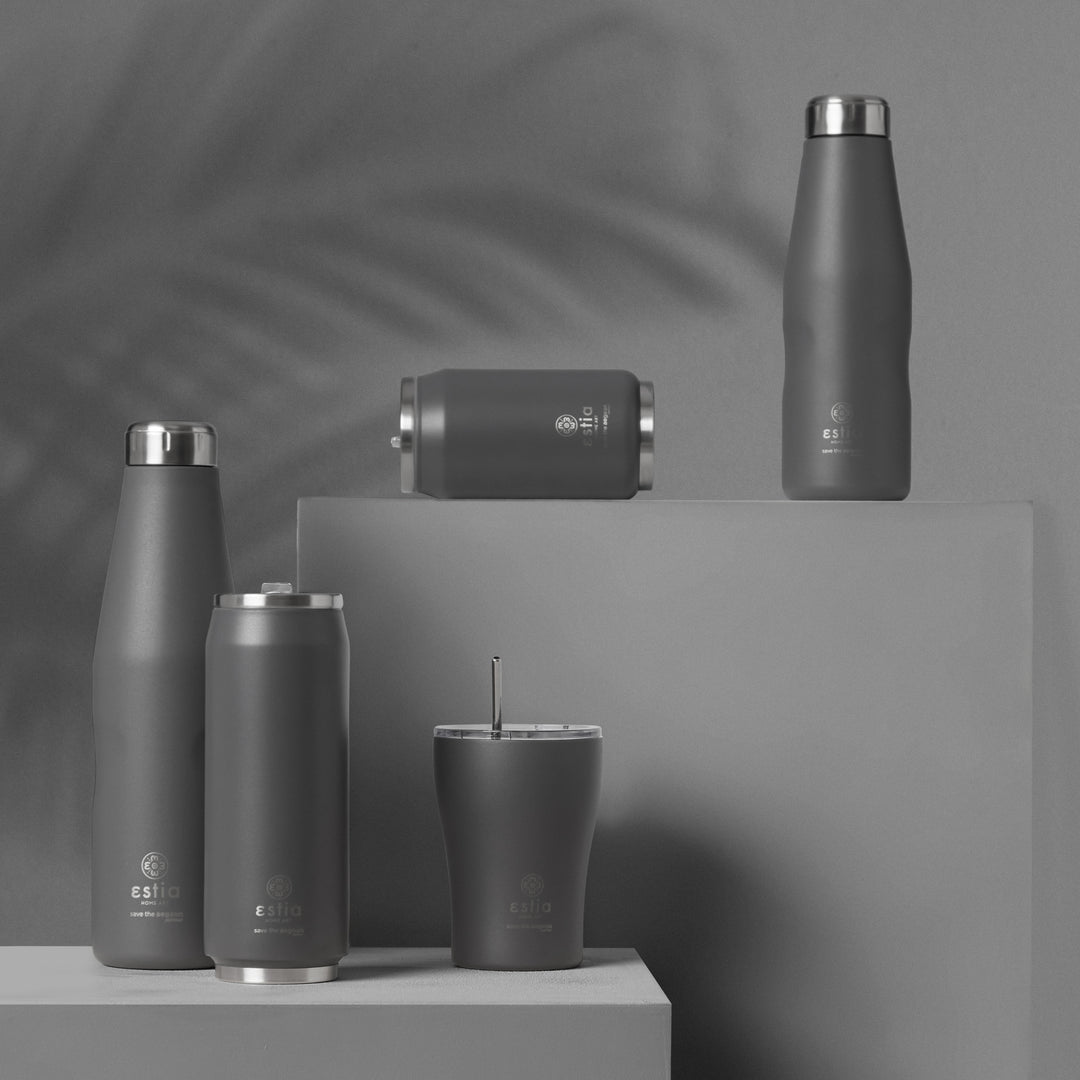 Estia Ποτήρι Θερμός Με Καλαμάκι Save The Aegean Γκρι Fjord Grey Travel Cup