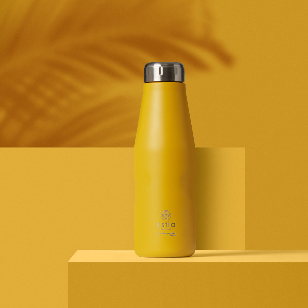 Estia Μπουκάλι Θερμός Save The Aegean 500ml Κίτρινο Pineapple Yellow Travel Flask