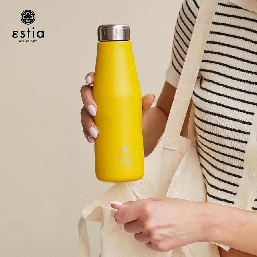 Estia Μπουκάλι Θερμός Save The Aegean 500ml Κίτρινο Pineapple Yellow Travel Flask