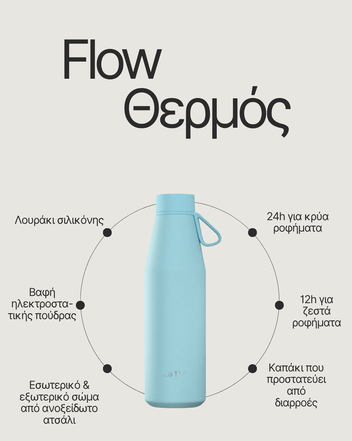 Estia Μπουκάλι Θερμός Flow 500ml Κοραλί Save the Aegean Orange Pop