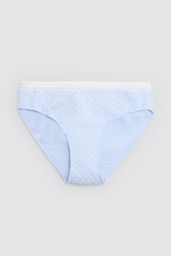 Γυναικεία Σλιπ με Δαντέλα & Πετσετέ Καβάλο Σετ 2τμχ Μπλε-Λευκό Ysabel Mora