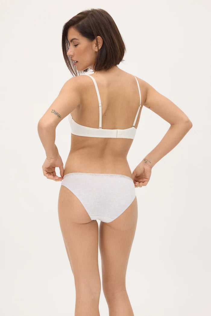 Γυναικεία Σλιπ με Δαντέλα & Βαμβακερό Καβάλο Σετ 2τμχ Γκρι-Μαύρο Ysabel Mora