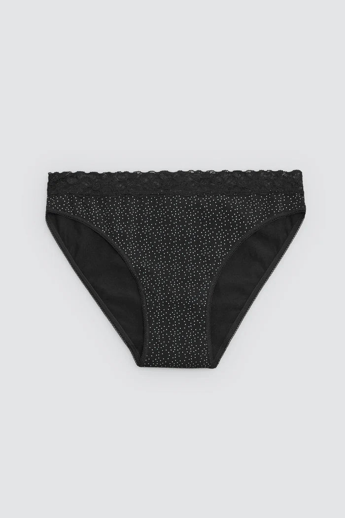 Γυναικεία Σλιπ με Δαντέλα & Βαμβακερό Καβάλο Σετ 2τμχ Γκρι-Μαύρο Ysabel Mora