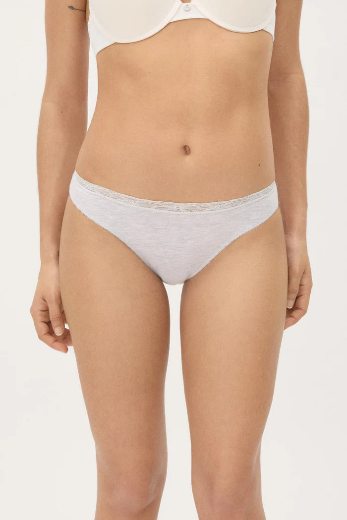 Γυναικεία Σλιπ με Δαντέλα & Βαμβακερό Καβάλο Σετ 2τμχ Γκρι-Μαύρο Ysabel Mora