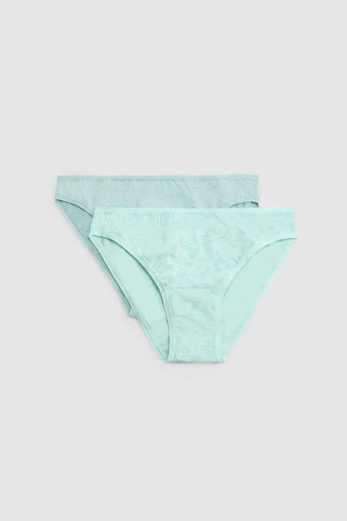 Γυναικεία Σλιπ με Δαντέλα & Βαμβακερό Καβάλο Σετ 2τμχ Τιρκουάζ Ysabel Mora