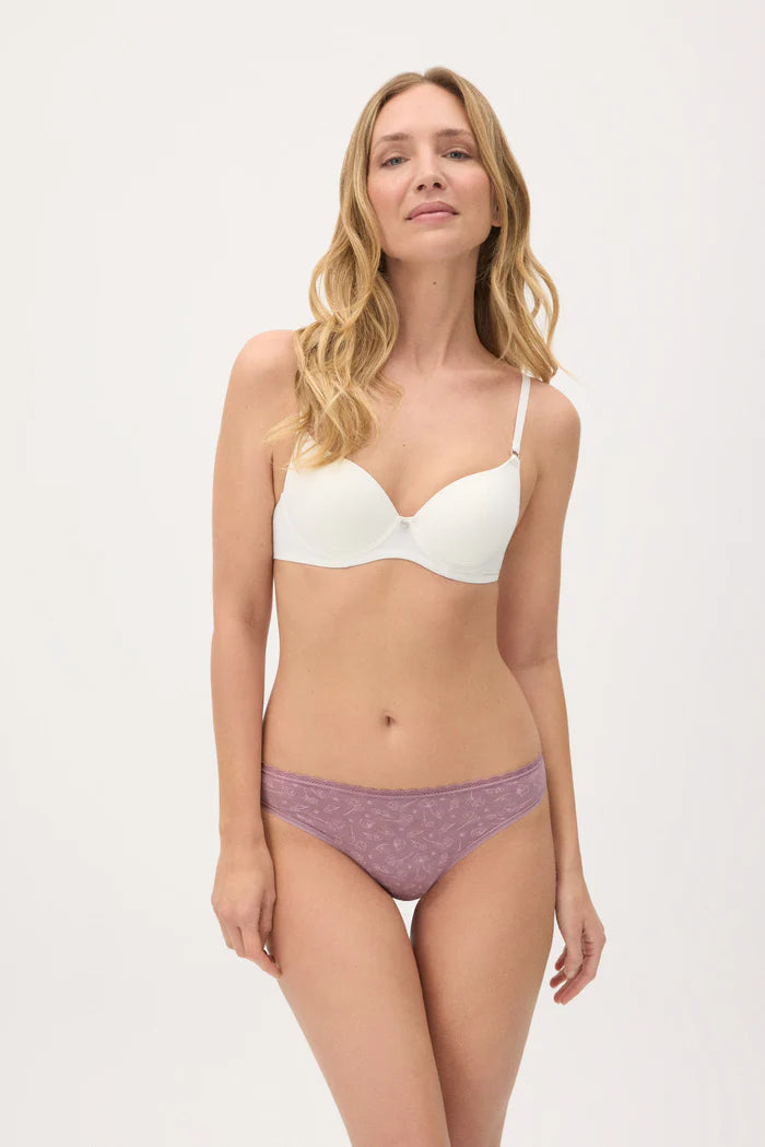 Γυναικεία Σλιπ-Στρινγκ με Δαντέλα & Βαμβακερό Καβάλο Σετ 2τμχ Ροζ-Μωβ Ysabel Mora