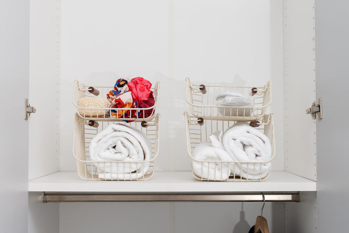 Καλάθι Οργάνωσης Στοιβαζόμενο Μεταλλικό Ivory Allure Estia