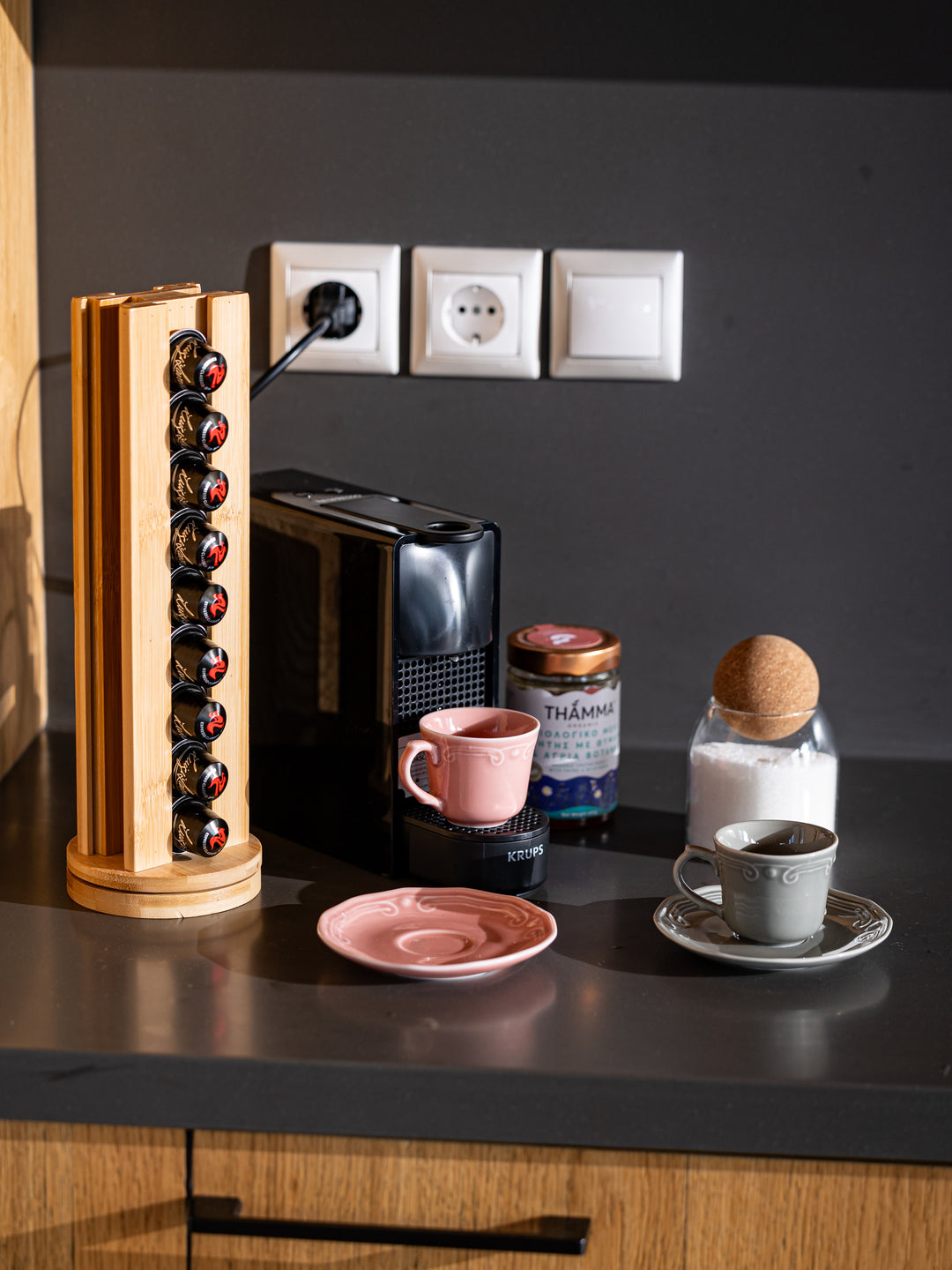 Βάση Για Κάψουλες Espresso Περιστρεφόμενη Ξύλινη 36 Θέσεων Bamboo Essentials Estia