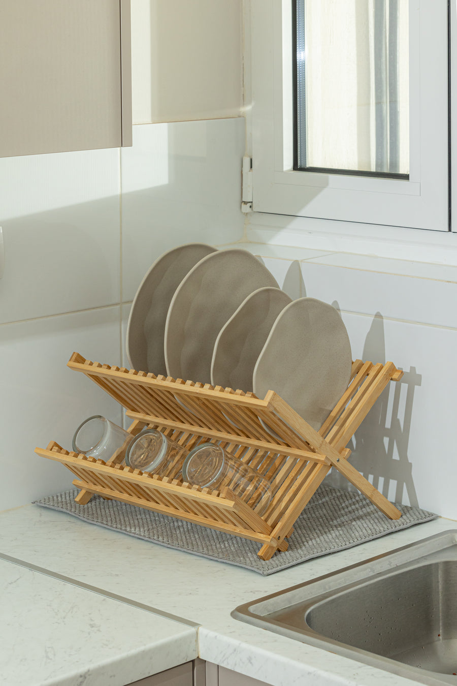 Πιατοθήκη Bamboo Αναδιπλούμενη Με 2 Επίπεδα Σε Χρώμα Ξύλου Estia 42X27.5X38cm