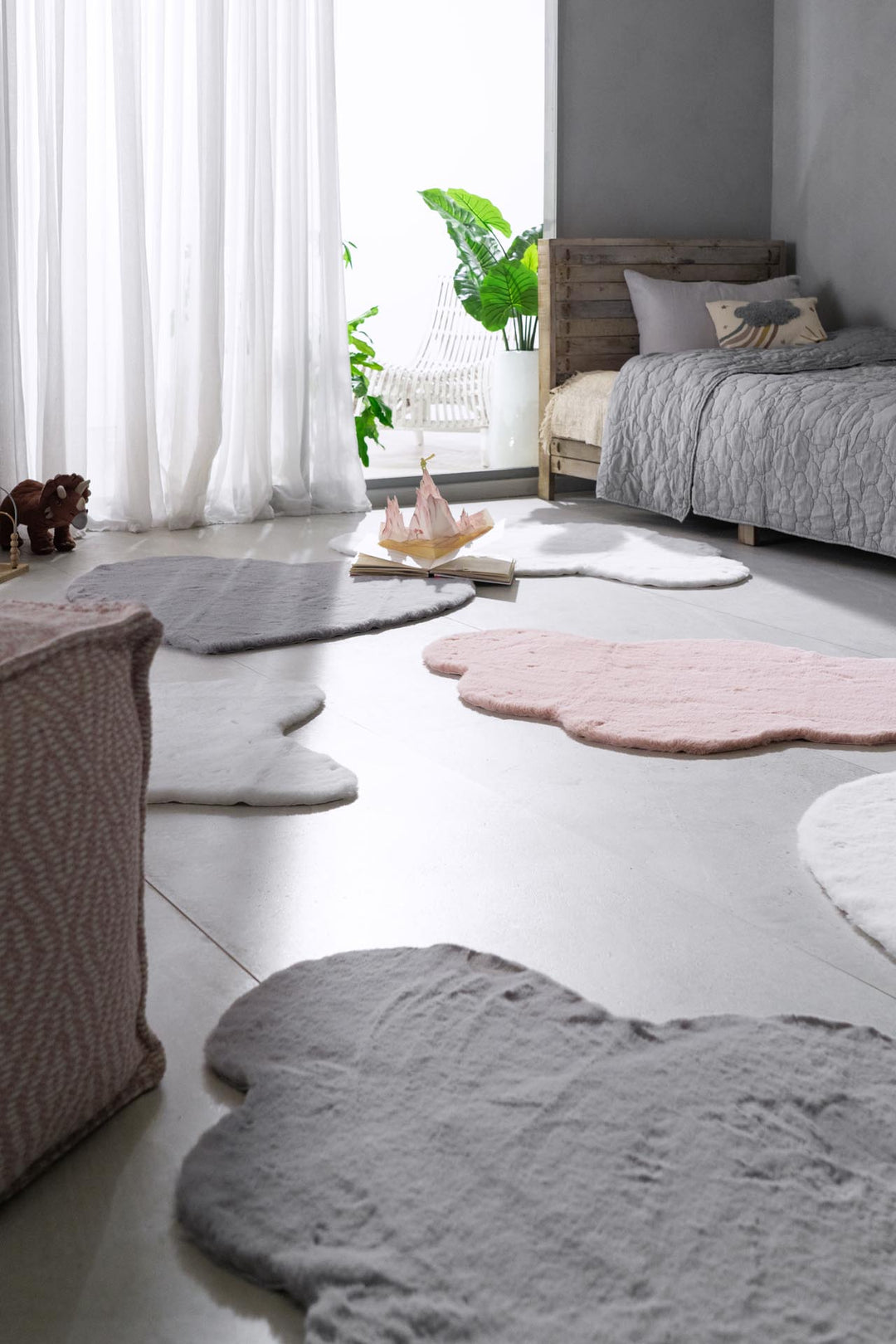 Παιδικό Γούνινο Χαλί Γκρι Σύννεφο Bunny Kids Royal Carpet 0.80X1.20