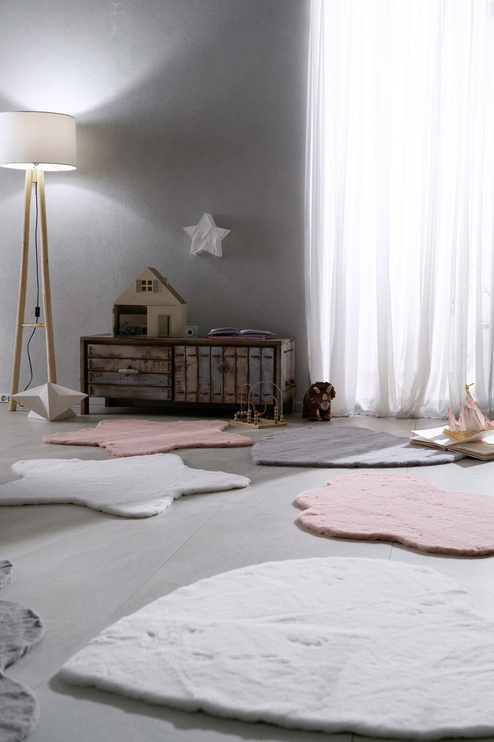 Παιδικό Γούνινο Χαλί Λευκό Καρδιά Bunny Kids Royal Carpet 1.00X1.00
