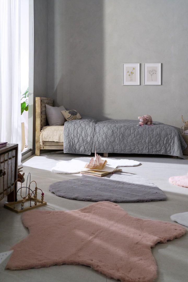 Παιδικό Γούνινο Χαλί Γκρι Καρδιά Bunny Kids Royal Carpet 1.00X1.00