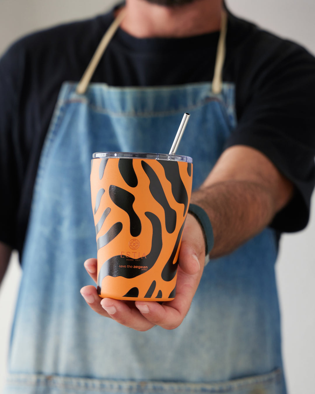 Estia Ποτήρι Θερμός  Save The Aegean 350ml Πορτοκαλί Μαύρο Wild Claw Coffee Mug