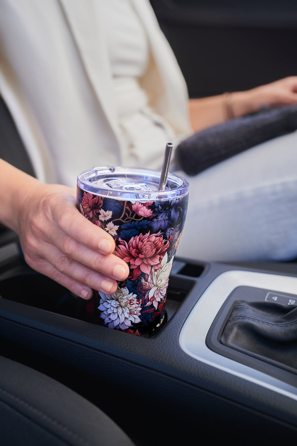 Estia Ποτήρι Θερμός  Save The Aegean 350ml Μαύρο Φλοράλ Midnight Blosom Coffee Mug