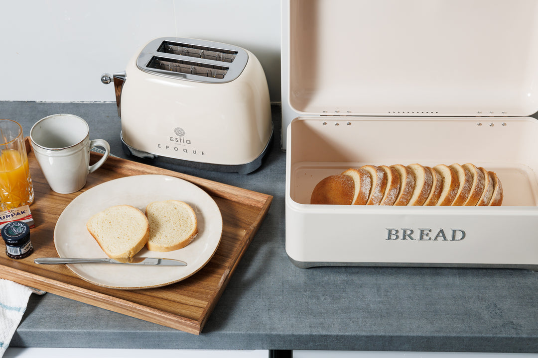 Ψωμιέρα Μεταλλική Κρεμ Με Επιγραφή 'Bread' Estia 42.5X25.3X18cm