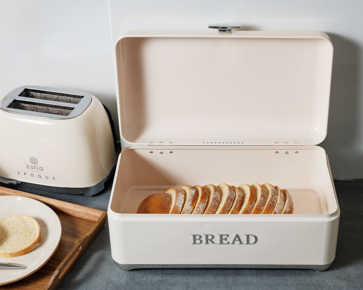 Ψωμιέρα Μεταλλική Κρεμ Με Επιγραφή 'Bread' Estia 42.5X25.3X18cm