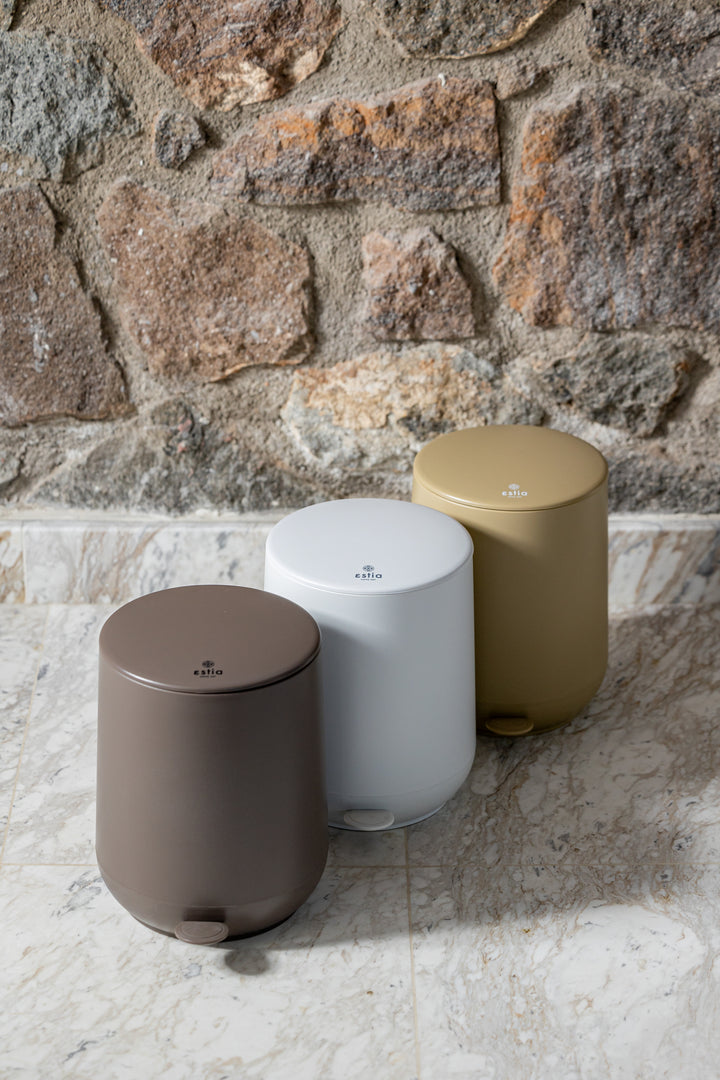 Κάδος Μπάνιου Λευκό Πλαστικό Με Αντιολισθητική Βάση 5lt Estia