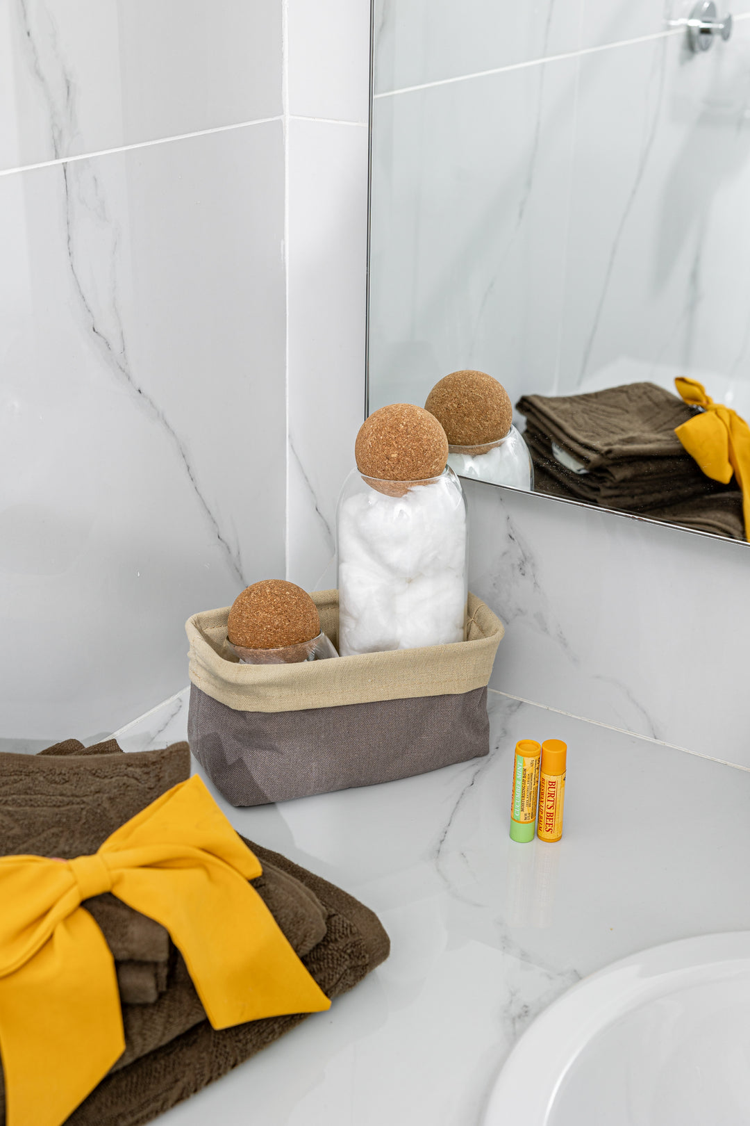 Καλάθι Αποθήκευσης & Οργάνωσης Υφασμάτινο Με Επένδυση Σκούρο Μπεζ 25x15x10cm Driftwood Estia