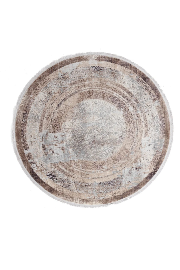 Vintage Στρογγυλό Χαλί Γκρι-Μπεζ Πολυεστερικό Allure Royal Carpet 1.60X1.60 (17496)