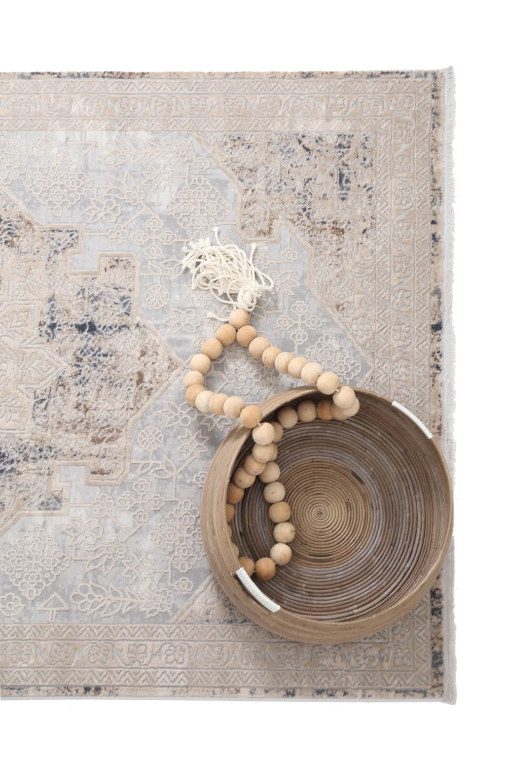 Vintage Στρογγυλό Χαλί Γκρι-Μπεζ Πολυεστερικό Allure Royal Carpet 1.60X1.60 (17519)