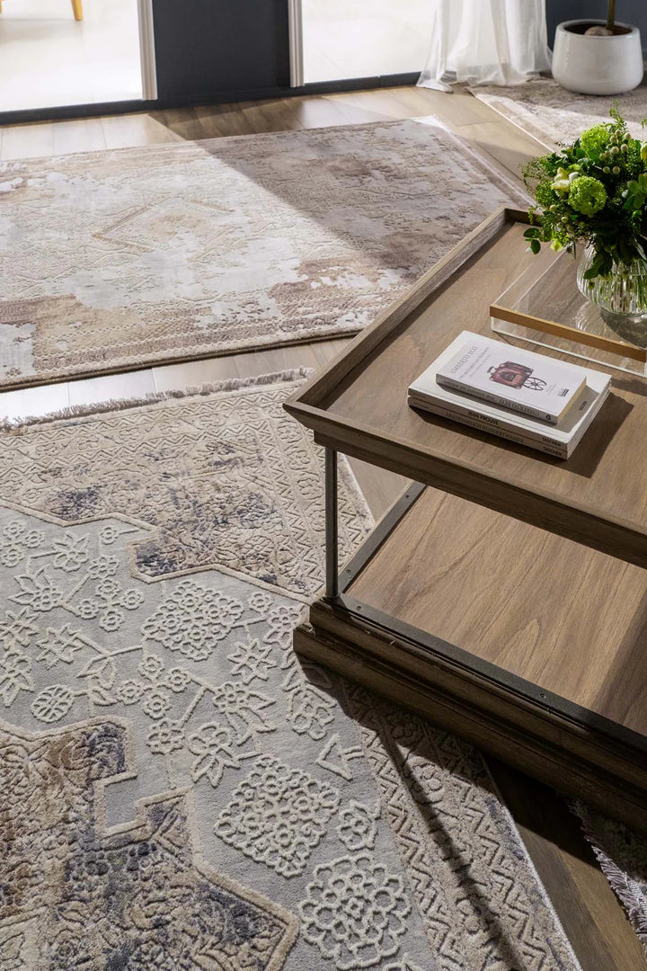 Vintage Στρογγυλό Χαλί Γκρι-Μπεζ Πολυεστερικό Allure Royal Carpet 1.60X1.60 (17519)