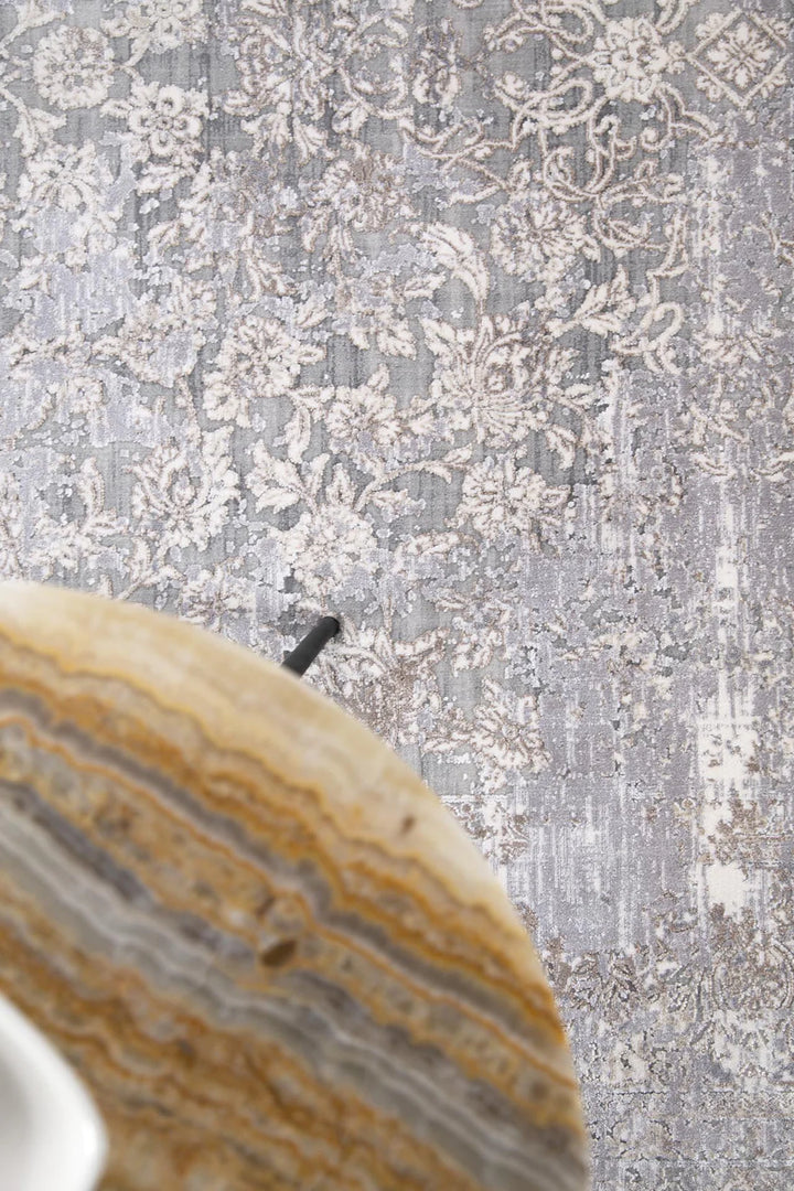 Vintage Χαλί Γκρι-Μπεζ Bamboo Silk Royal Carpet 240X350 (5987A1)