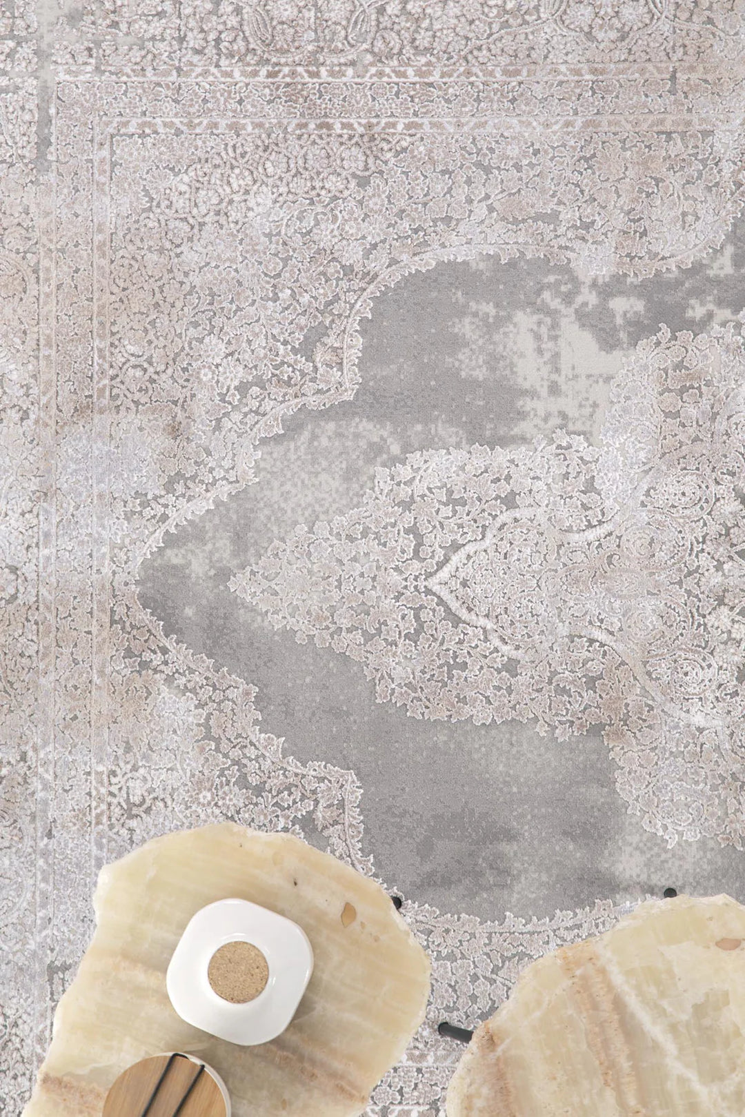 Vintage Χαλί Γκρι-Μπεζ Bamboo Silk Royal Carpet 200X300 (5988D)