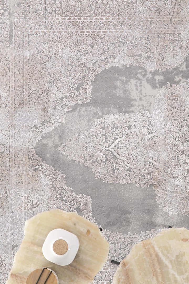 Vintage Χαλί Γκρι-Μπεζ Bamboo Silk Royal Carpet 200X300 (5988D)