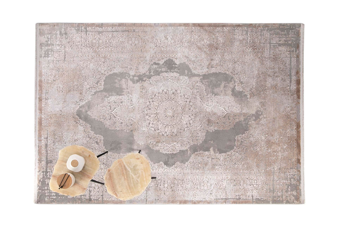 Vintage Χαλί Γκρι-Μπεζ Bamboo Silk Royal Carpet 200X300 (5988D)