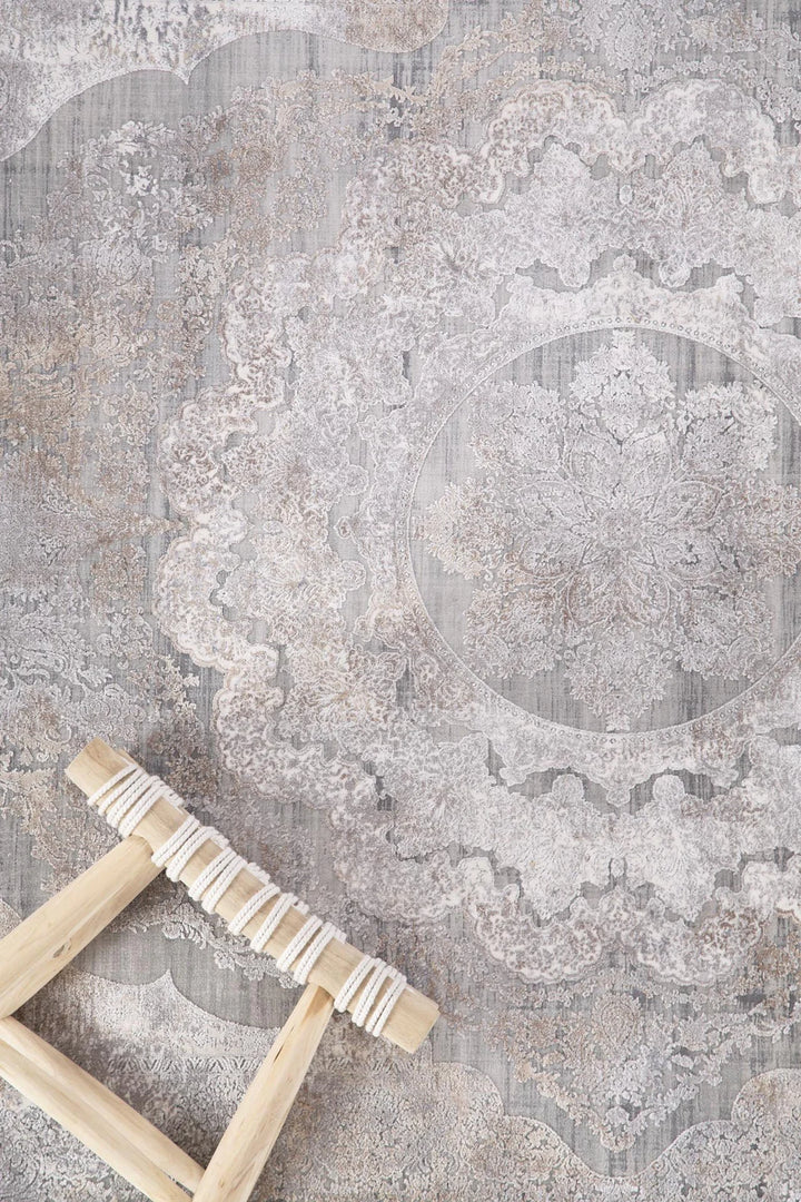 Vintage Χαλί Γκρι-Μπεζ Bamboo Silk Royal Carpet 100X160 (6864A)