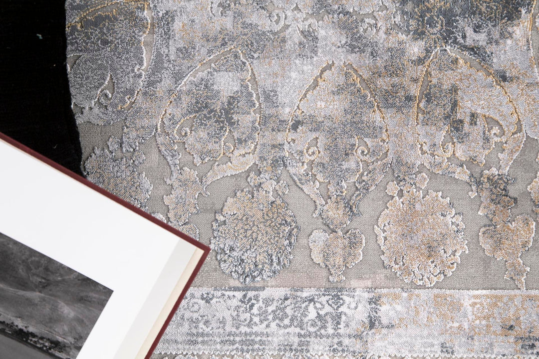 Μοντέρνο Χαλί Ανθρακί Bamboo Silk Royal Carpet 0.80X1.50 (8098A)