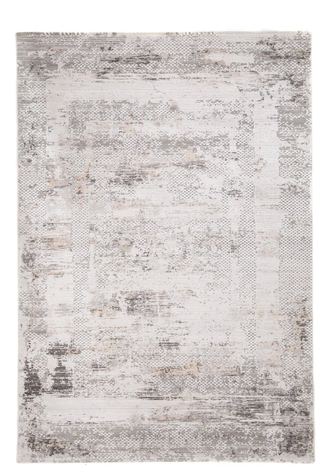 Μοντέρνο χαλί Royal Carpet σε εκρού, μπεζ και γκρι αποχρώσεις με abstract σχέδιο σε λευκό φόντο.