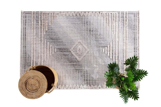 Μοντέρνο Χαλί Γκρι/Λευκό Valencia 1.40X2.00 Royal Carpet (B51)