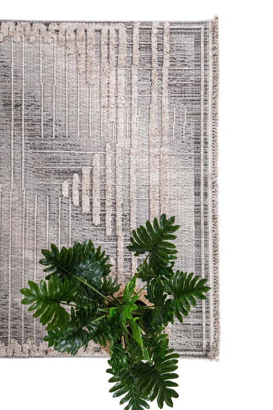 Μοντέρνο Χαλί Γκρι/Λευκό Valencia 1.40X2.00 Royal Carpet (B51)