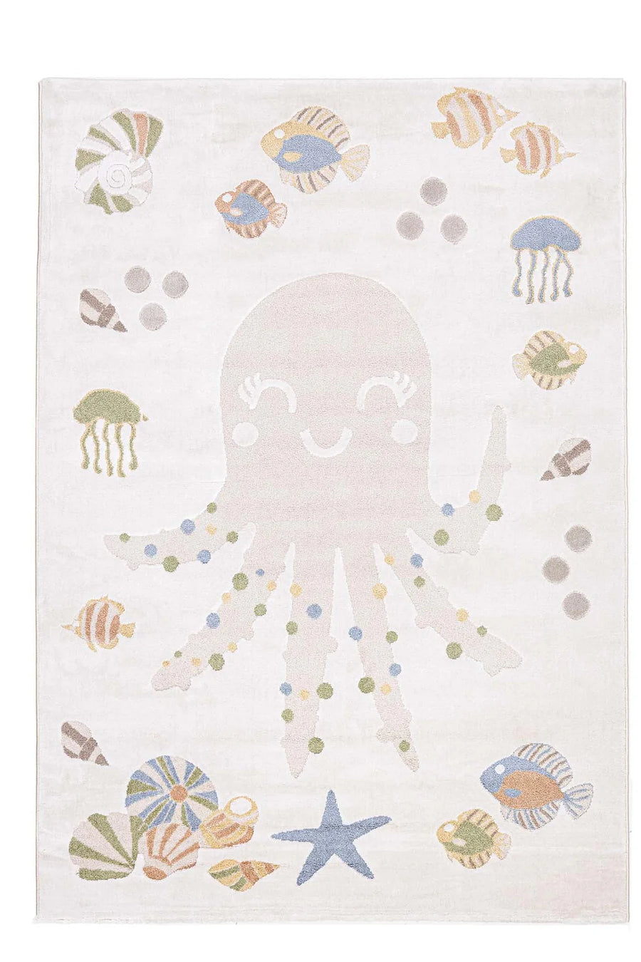 Παιδικό Χαλί Εκρού Με Σχέδιο Χταπόδι Lora Kids Royal Carpet 200X290cm