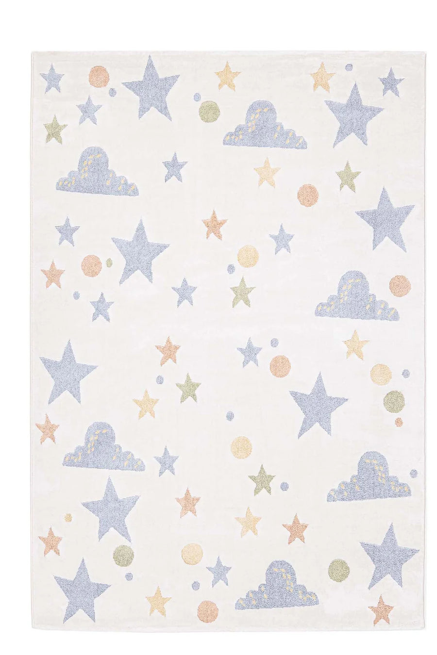 Παιδικό Χαλί Εκρού Με Αστεράκια & Σύννεφα Lora Kids Royal Carpet 133X190cm