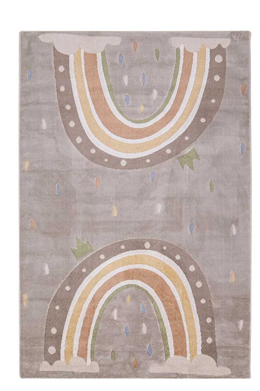Παιδικό Χαλί Γκρι Με Ουράνιο Τόξο Lora Kids Royal Carpet 133X190cm