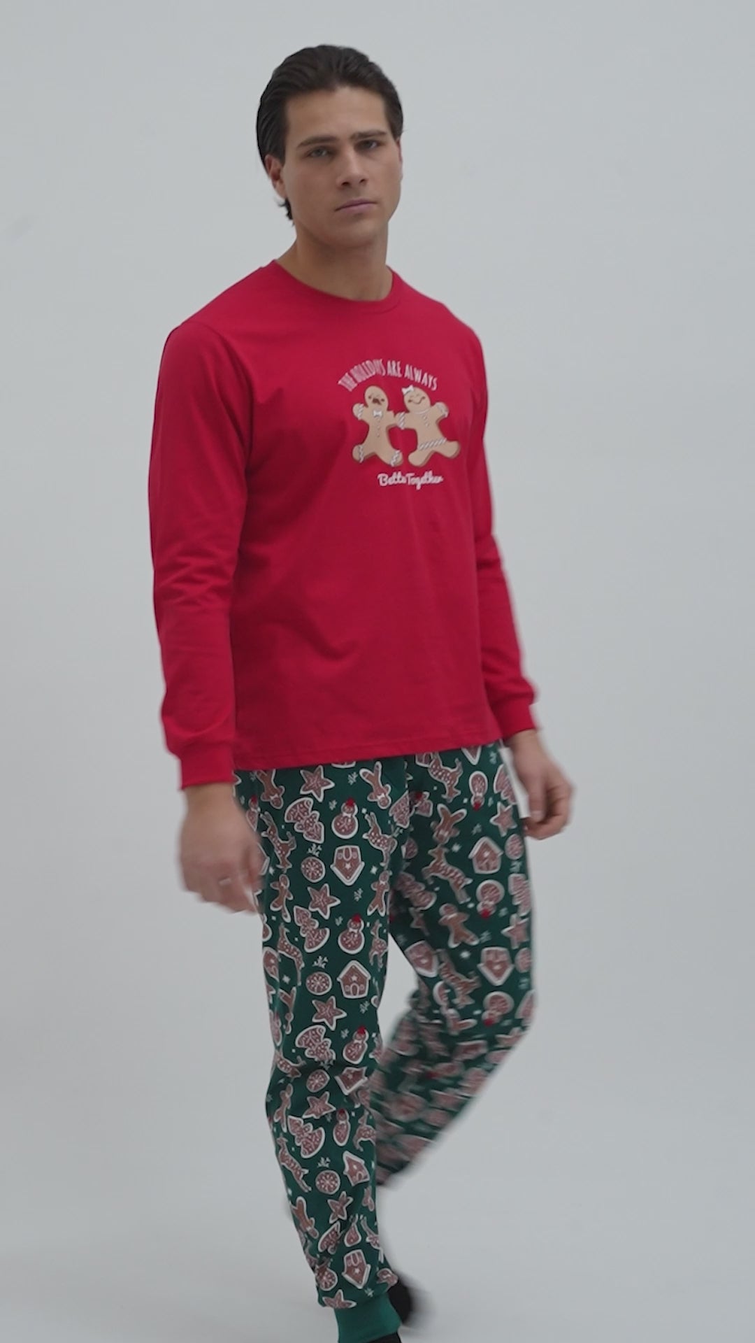 Unisex Χριστουγεννιάτικη Πιτζάμα Κόκκινη με Μπισκότα Βαμβακερή Minerva