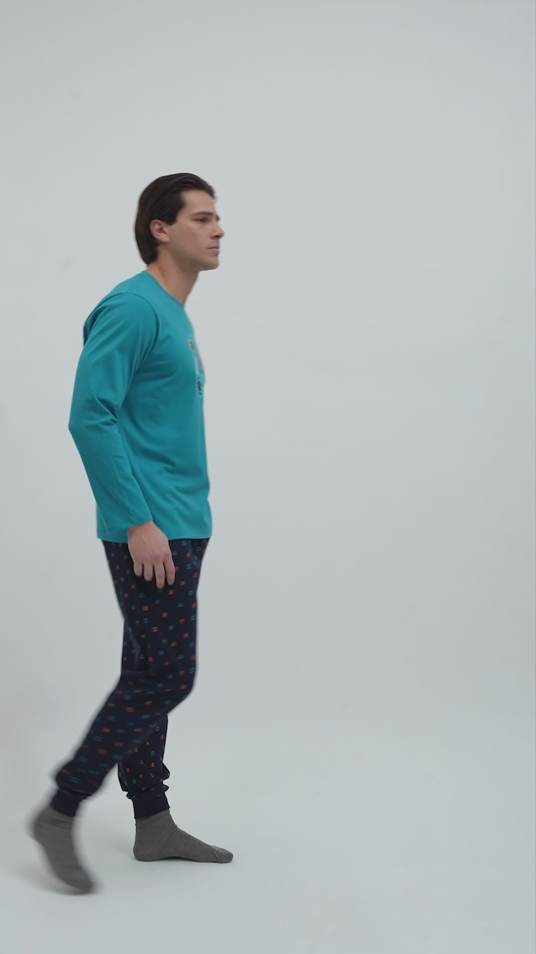 Ανδρική Πιτζάμα Πετρόλ Βαμβακερή Minerva Player