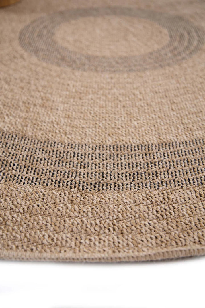 Ψάθινο Χαλί Στρογγυλό Μπεζ-Μαύρο Avanos Royal Carpet 2.40X2.40 (8866BLA)